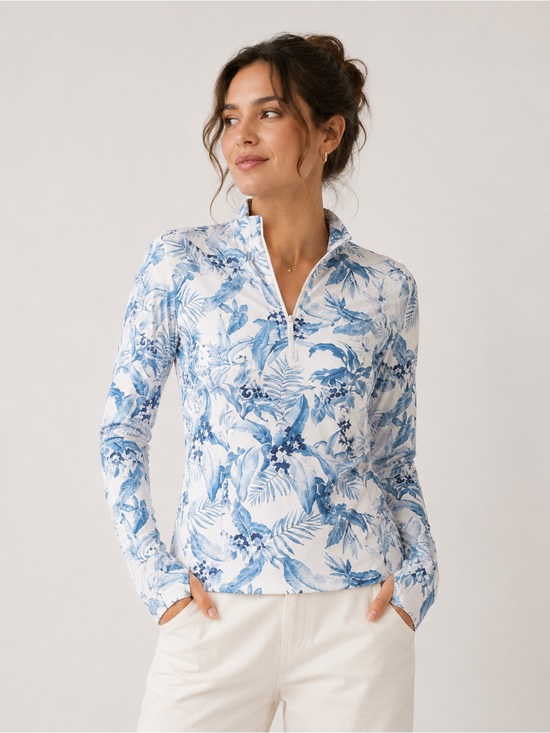 Tommy Bahama Tops - TOMMY BAHAMA Upf 50 Printed Golf Quarter Zip Long Sleeve Popover